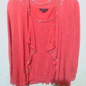FONTANA 2 piece coral tank top & sweater, size medium